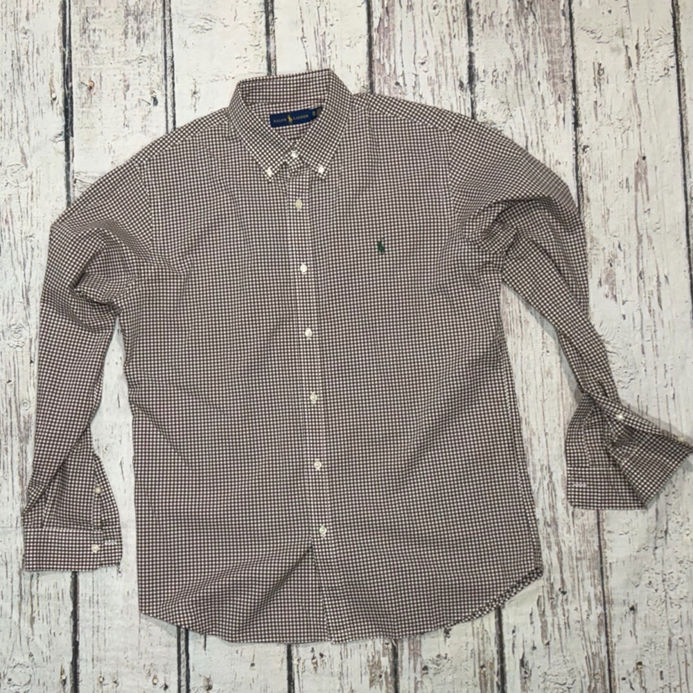 Polo Ralph Lauren Brown Plaid Shirt Long Sleeve Preppy Button Down Shirt